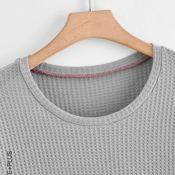 Shein Waffle Knit Color Block Drop Shoulder Pullover 3XL - Picture 2 of 5